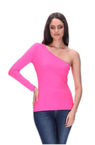 One Shoulder Top Hot Pink