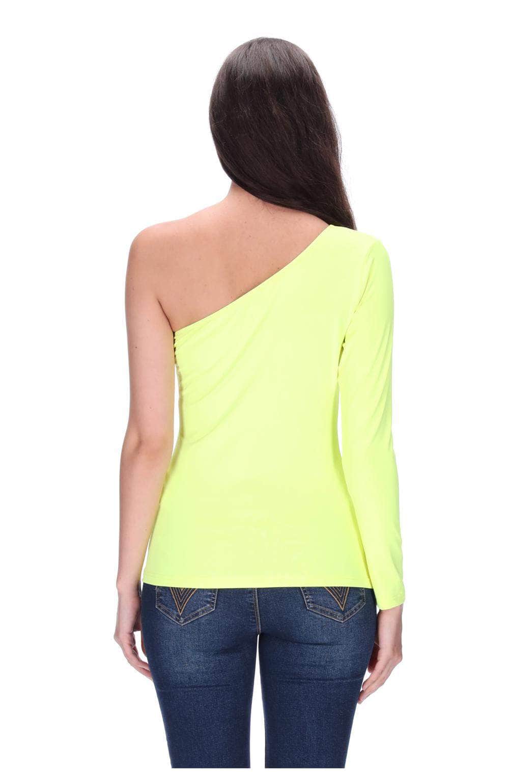 Buy Lily One Shoulder Top Fluro Yellow by Pretty Basic online Augustine