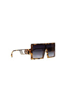 oversized flat top square sunglasses in brown tort