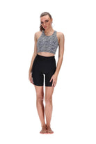 Never Say Never Crop Top White Black Leopard Abstract Print