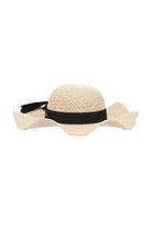 womens cream summer hat with black bow