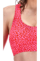 Play Off Crop Bra Dark Pink Leopard Print