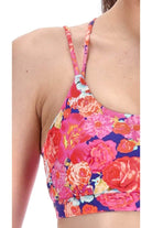 Power Play Crop Bra Pink Purple Floral Print