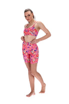 Power Play Crop Bra Pink Purple Floral Print